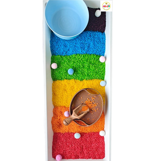 Rainbow Rice Sensory Bin – Dohdle