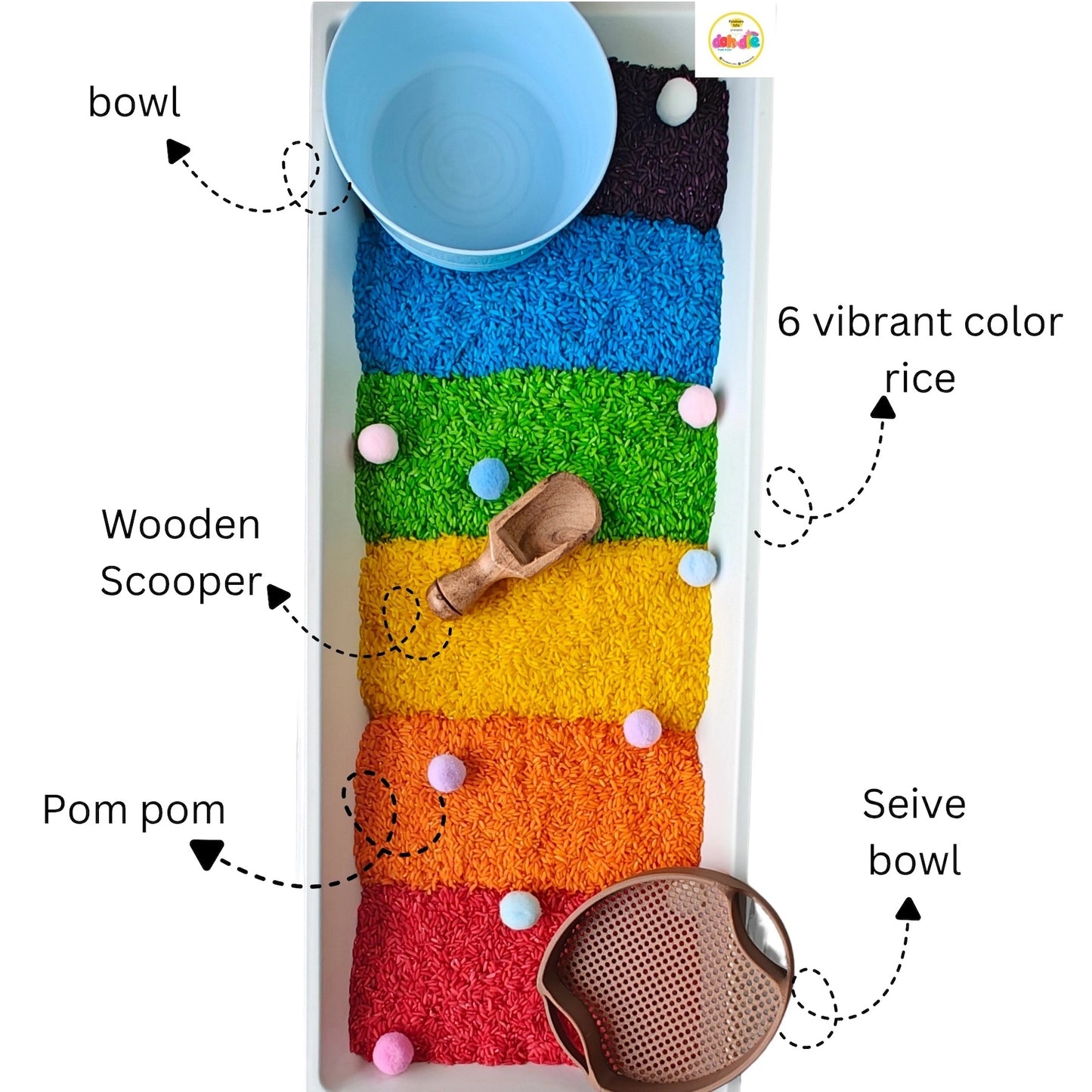 Rainbow Rice Sensory Bin – Dohdle